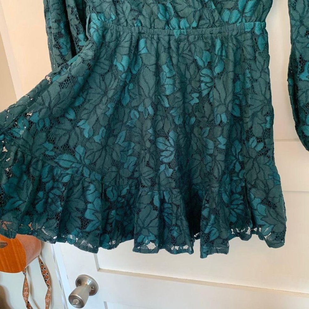 Here Comes the Sun Green Lace Mini Dress - Picture 5 of 9